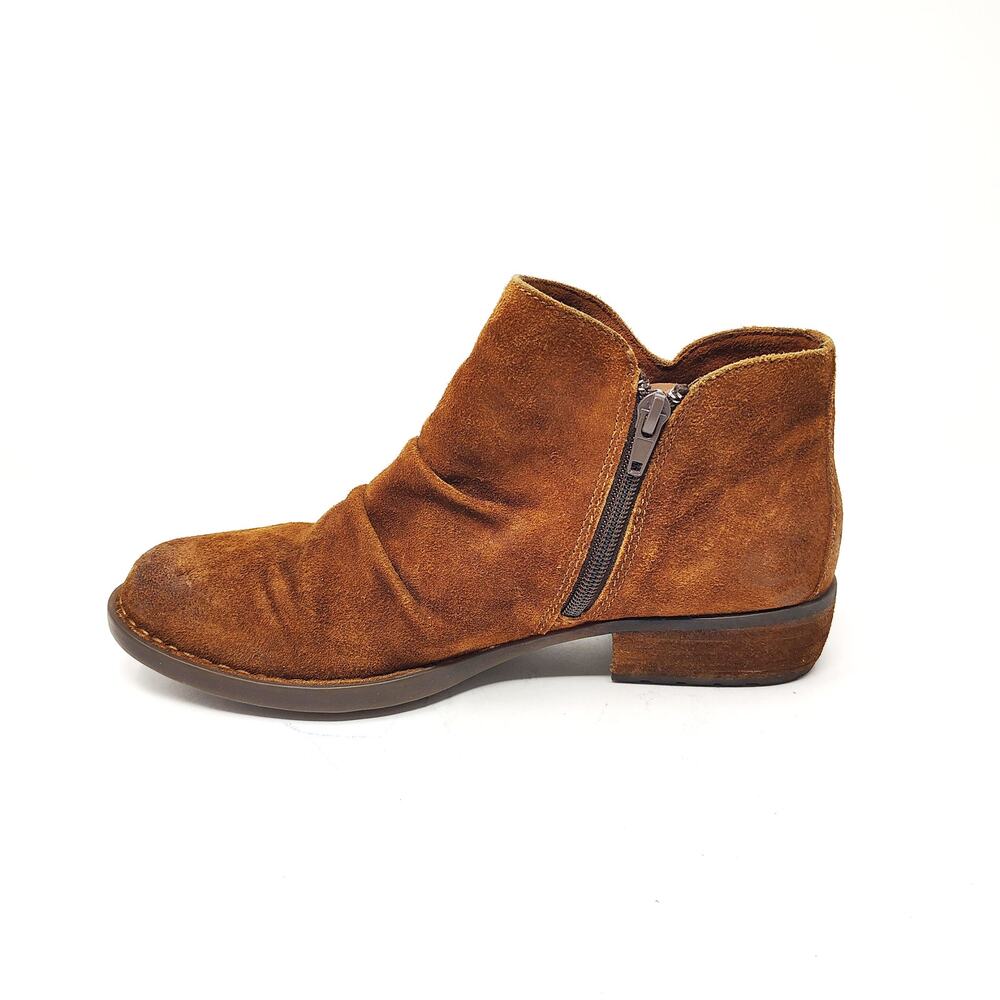Born Womens 8.5 Shoes Boots Adalee Brown Leather Suede Ankle Booties Boho Zip - Picture 3 of 8